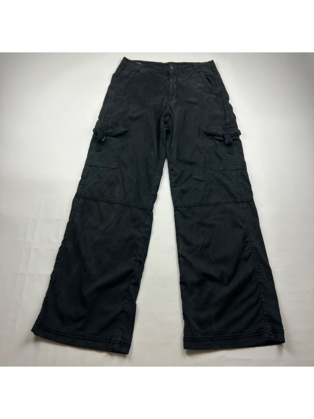 LONG American Eagle Black Stretch Canvas High Rise Baggy Cargo Pant 6L